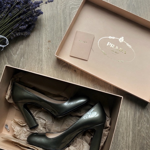 SOLD Grey Prada Heels - Picture 1 of 4